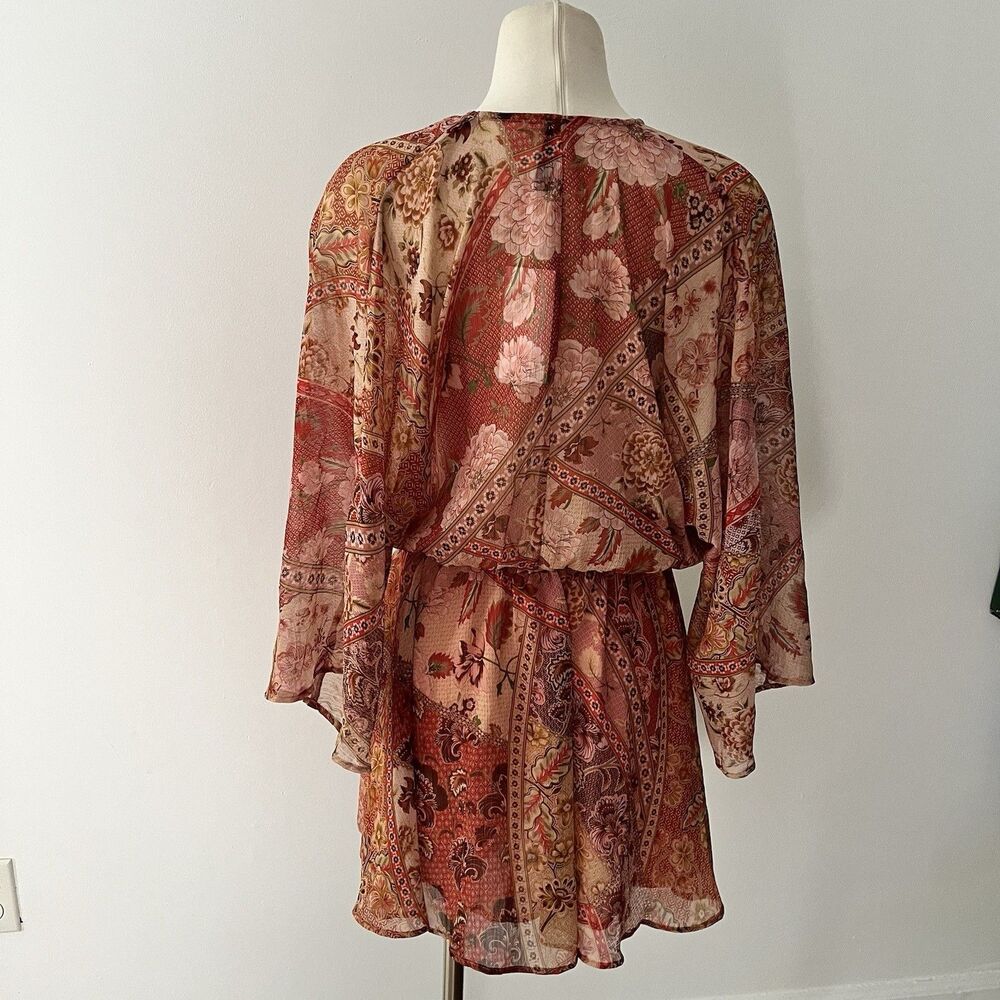 Mango Floral Chiffon Dress Coastal Cowgirl Western Flowy Boho Whimsical S NWT - Picture 2 of 7